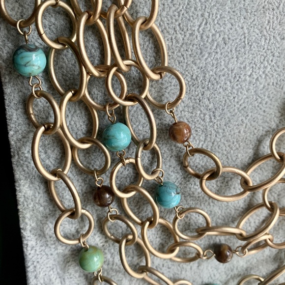 Gorgeous Boho Charming Charlie Suede & Turquoise Bead Statement Necklace - Picture 9 of 12